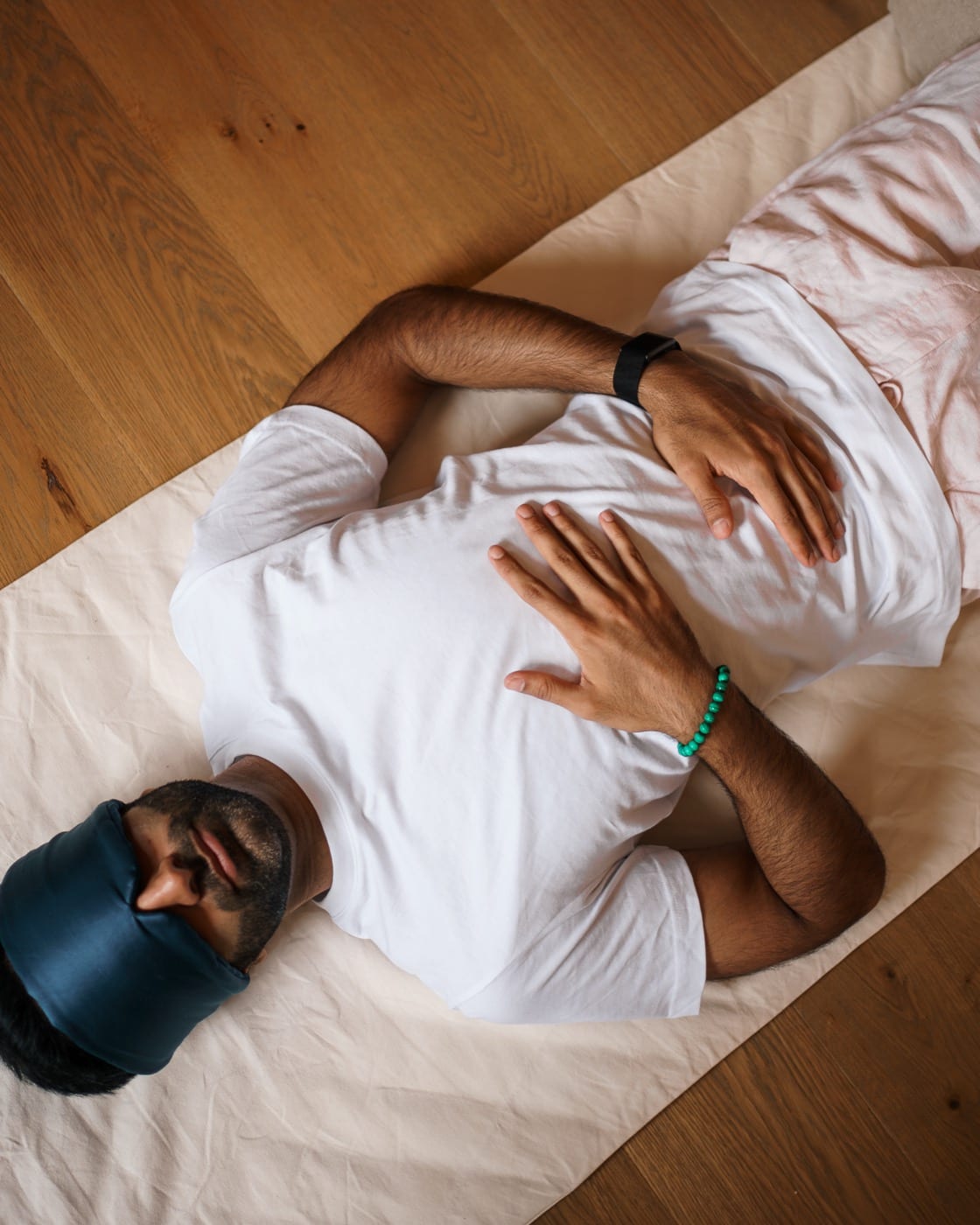 Guided breathwork practice lying down
