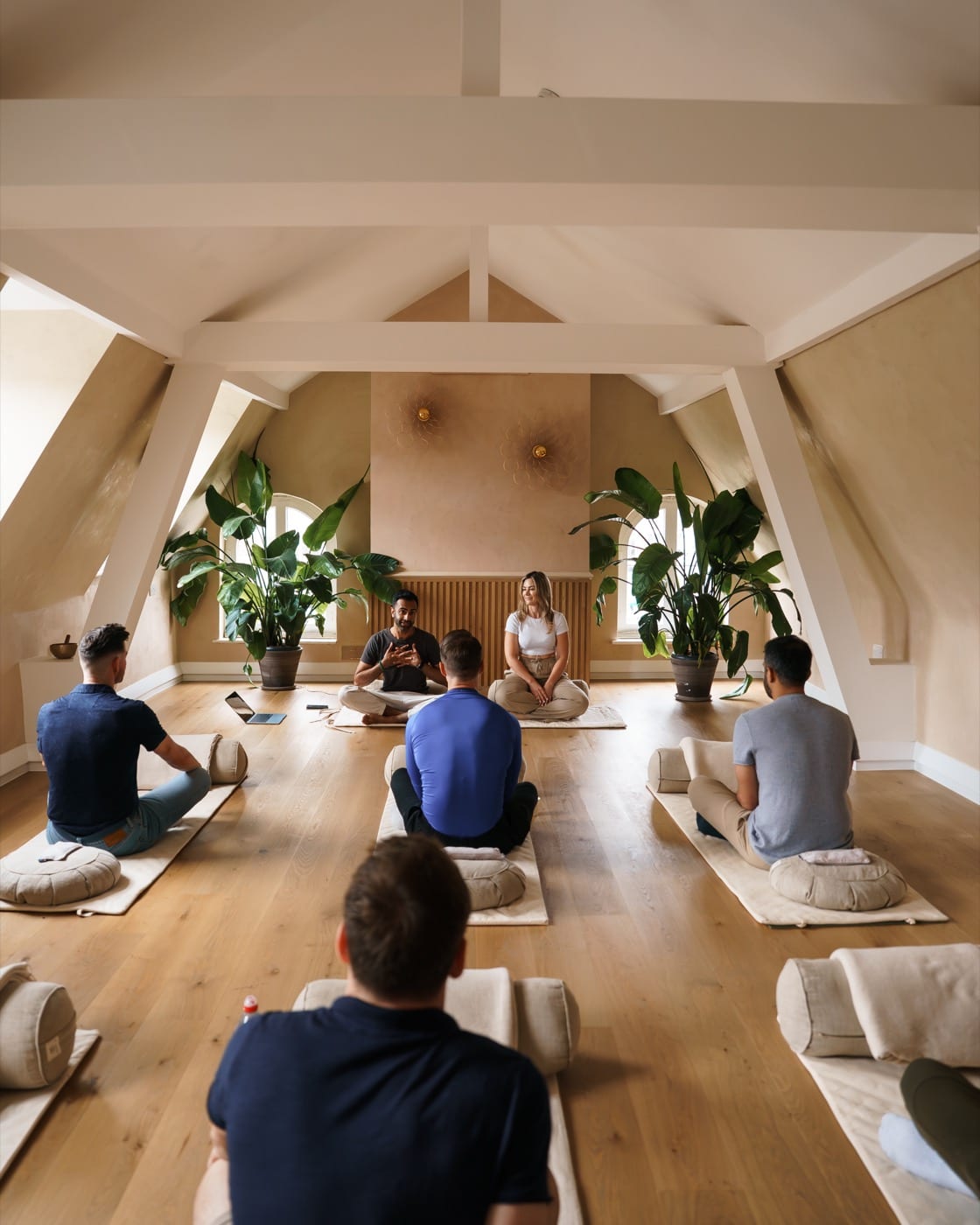 Group breathwork session in the studio